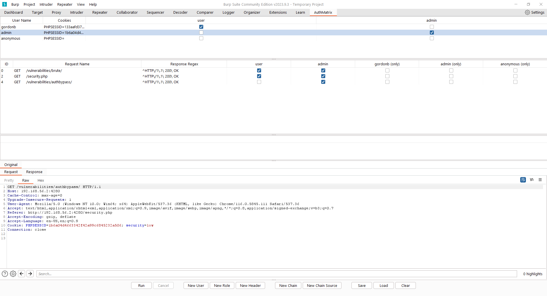 AuthMatrix setup