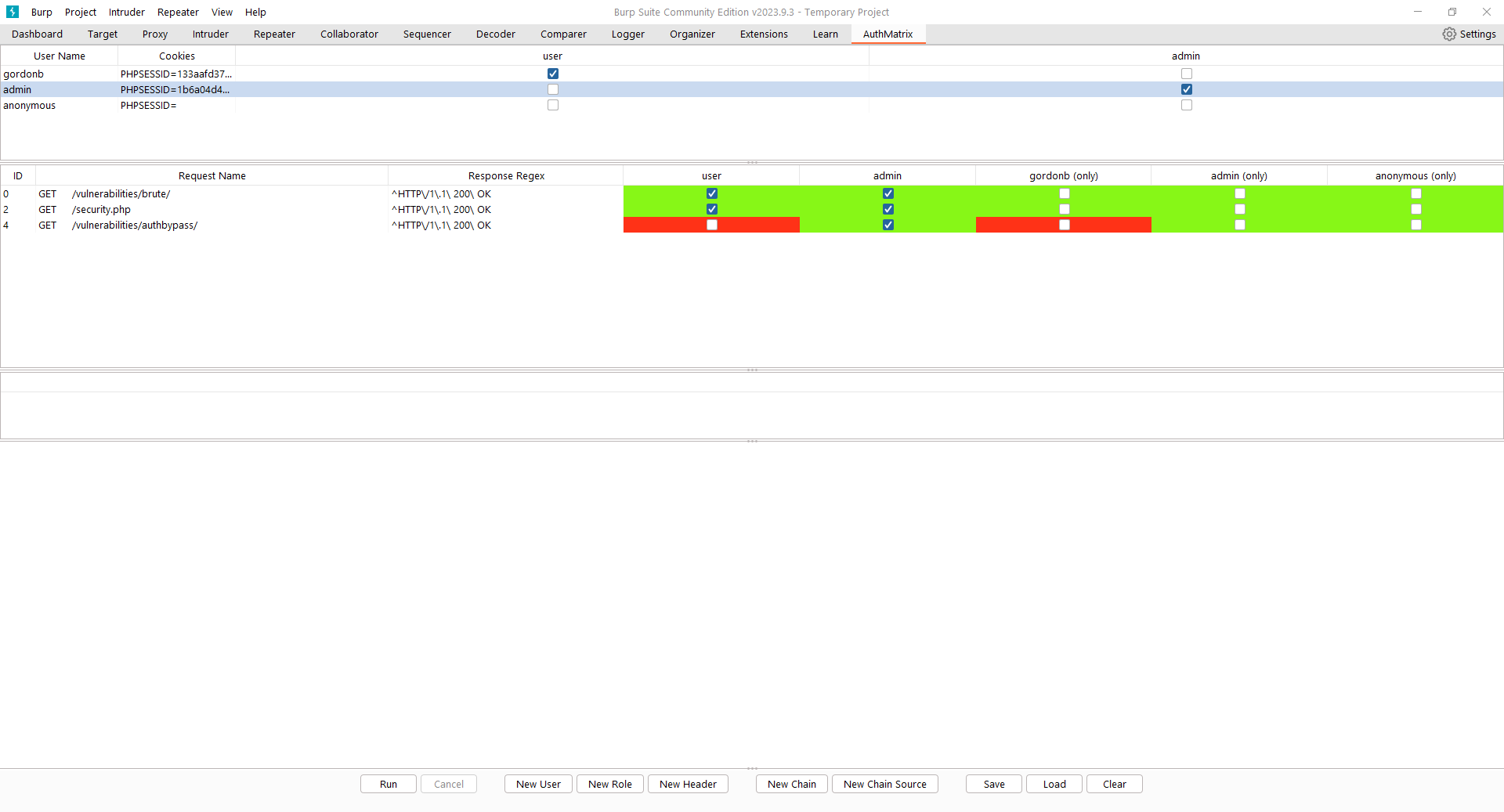 Running AuthMatrix