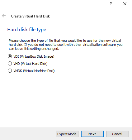 VM hard disk type